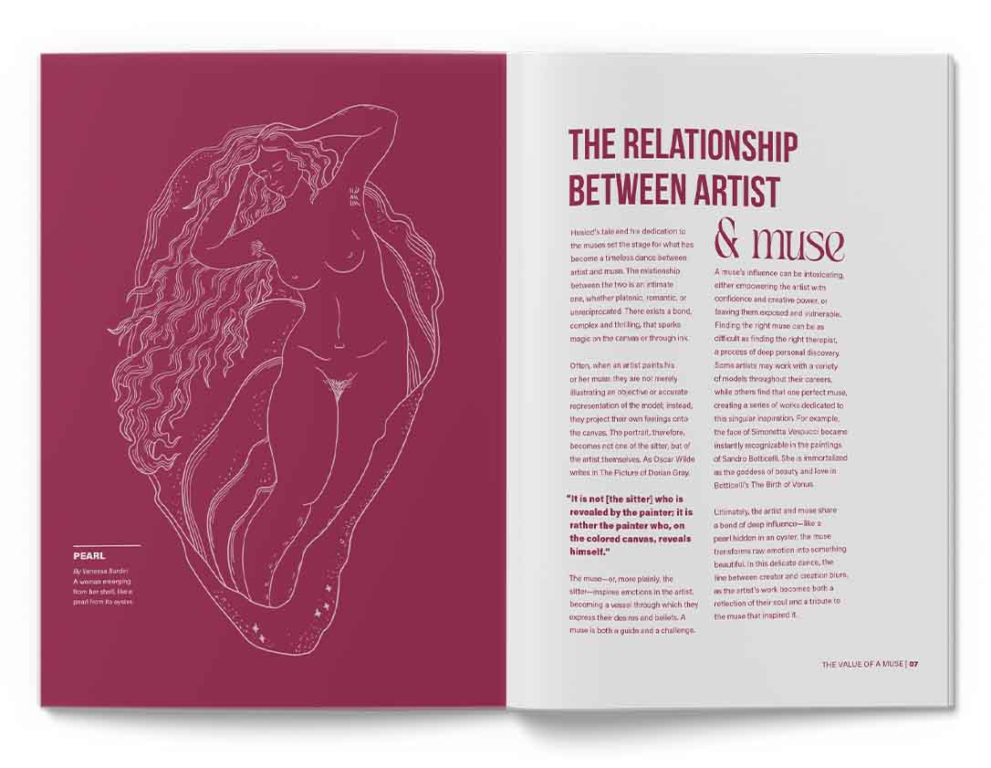The Value of a Muse spread of the relationship between an artist & muse.