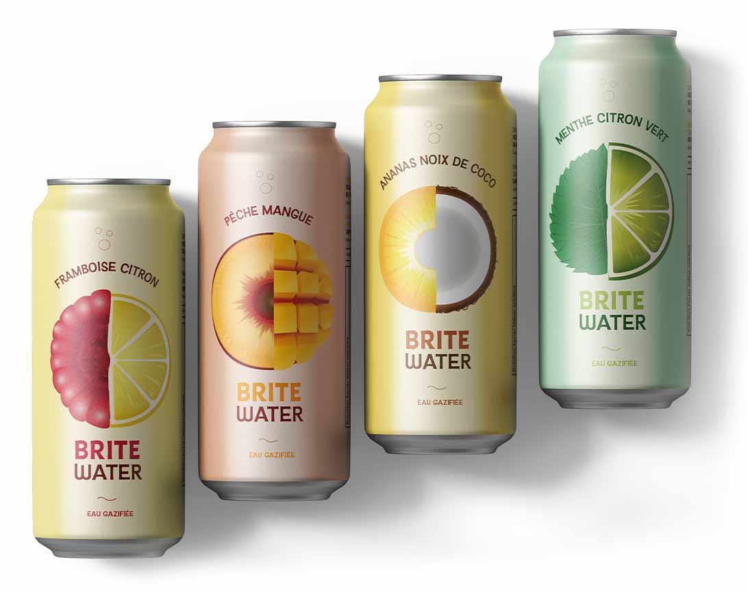 Redesign of all Brite Water flavour packaging
