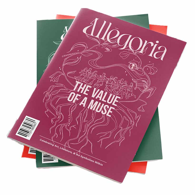 Pile of three Allegoria magazine covers.