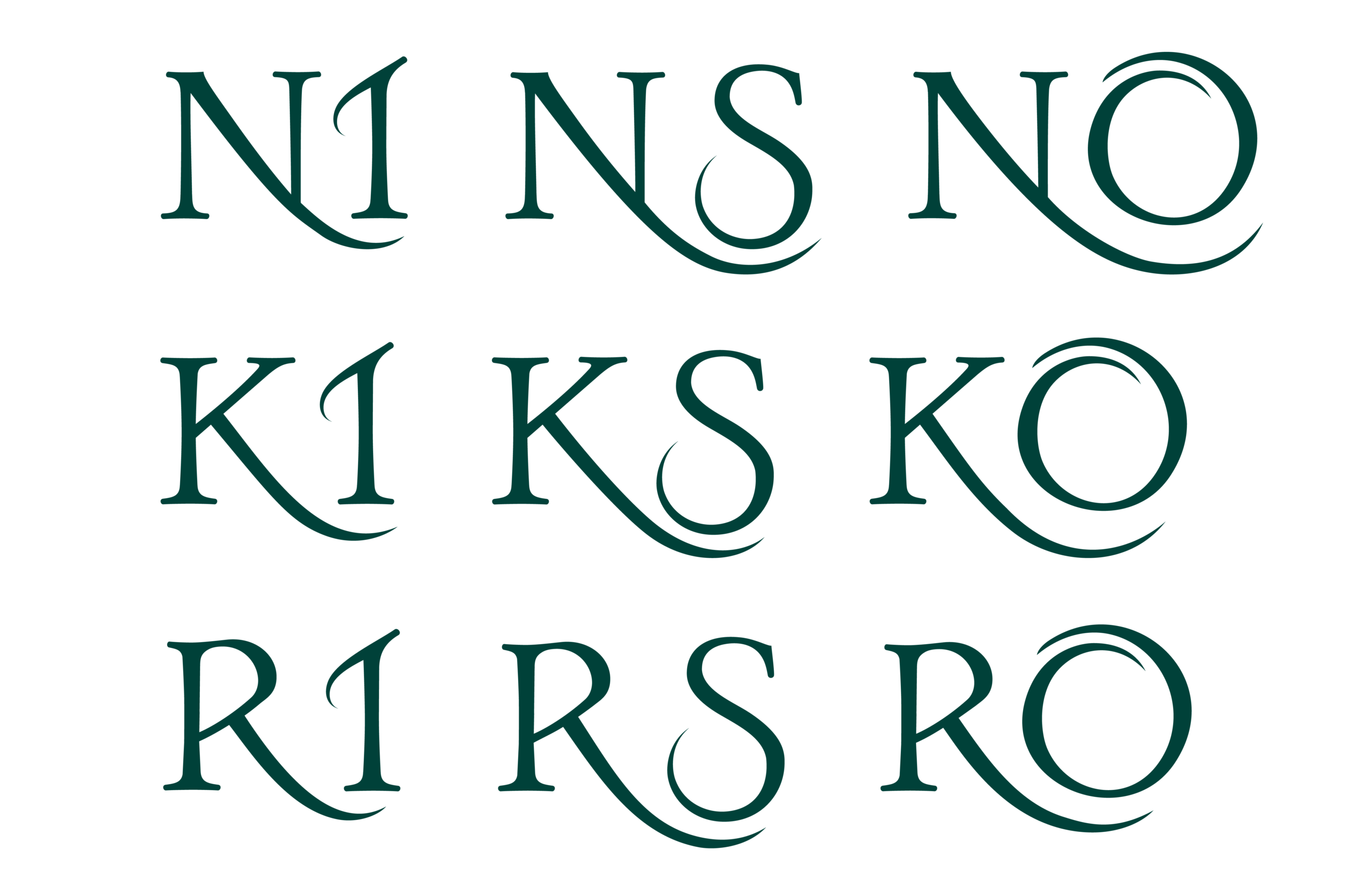 Alternative glyphs for N, K, and R