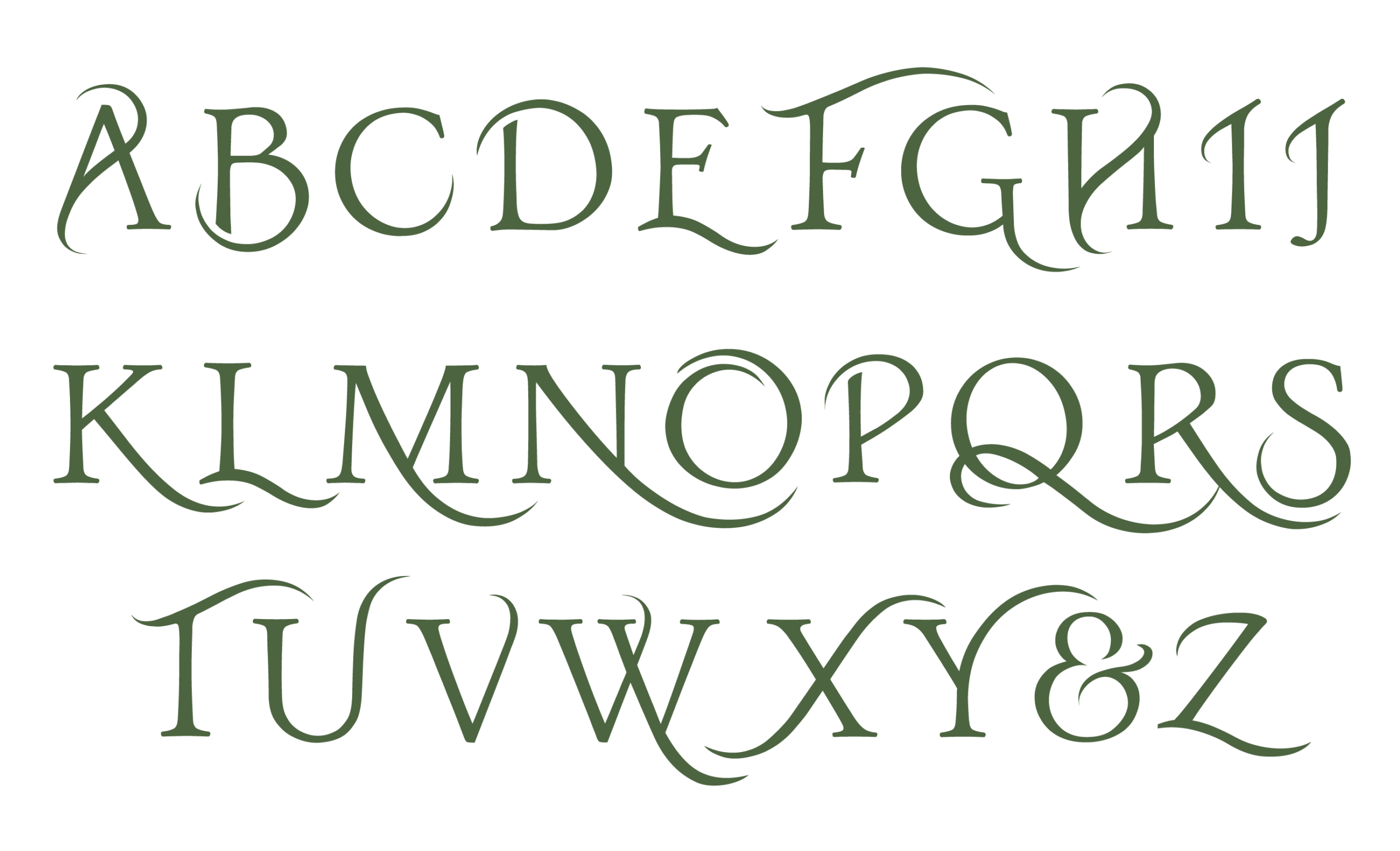 Wisteria Old Style Ornamental uppercase glyph list