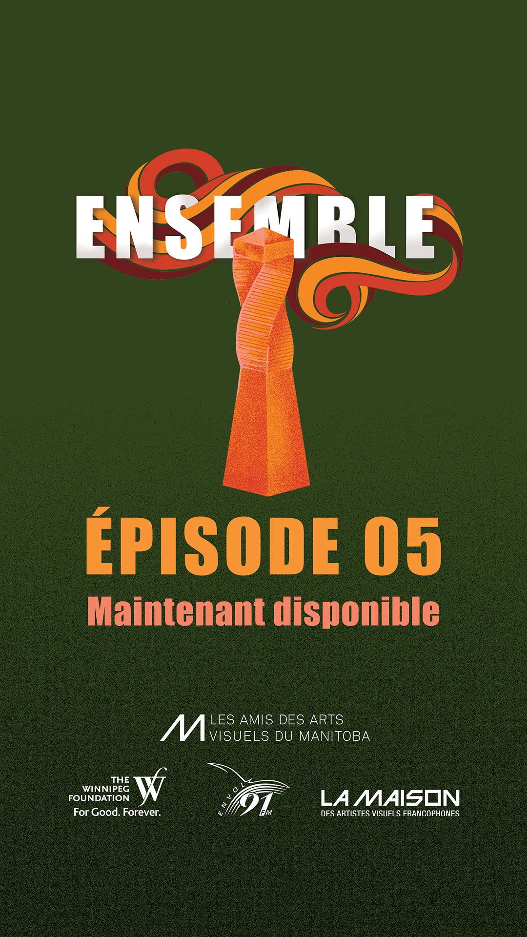 Episode 05 written in yellow on green background with illustration of an orange statue